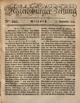 Regensburger Zeitung Mittwoch 15. September 1819