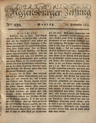 Regensburger Zeitung Montag 27. September 1819