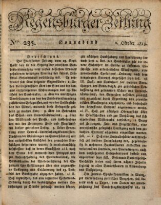 Regensburger Zeitung Samstag 2. Oktober 1819