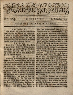 Regensburger Zeitung Samstag 6. November 1819