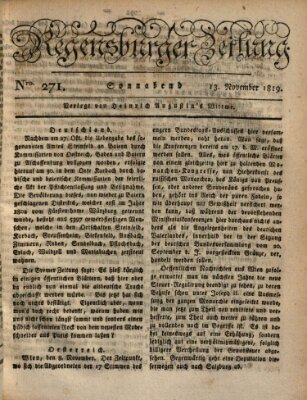 Regensburger Zeitung Samstag 13. November 1819