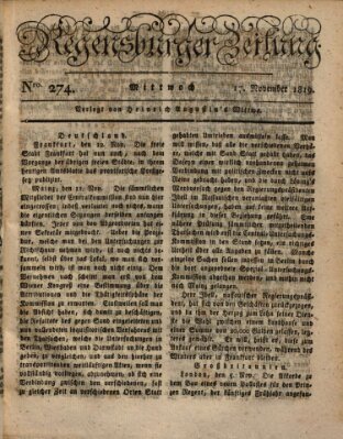 Regensburger Zeitung Mittwoch 17. November 1819