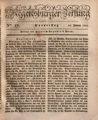 Regensburger Zeitung Donnerstag 20. Januar 1820