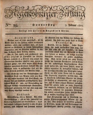 Regensburger Zeitung Donnerstag 3. Februar 1820