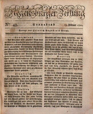 Regensburger Zeitung Samstag 19. Februar 1820