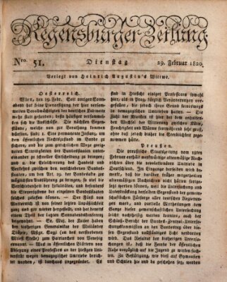 Regensburger Zeitung Dienstag 29. Februar 1820