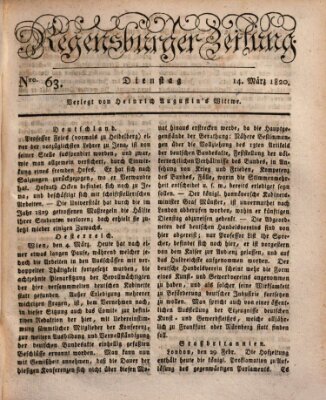 Regensburger Zeitung Dienstag 14. März 1820