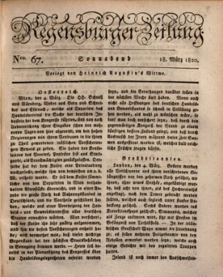 Regensburger Zeitung Samstag 18. März 1820