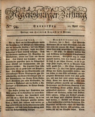 Regensburger Zeitung Donnerstag 20. April 1820