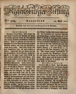 Regensburger Zeitung Samstag 29. April 1820