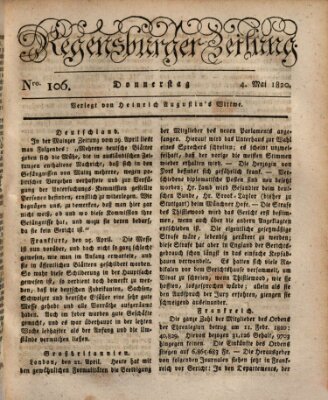 Regensburger Zeitung Donnerstag 4. Mai 1820