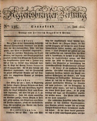 Regensburger Zeitung Samstag 10. Juni 1820