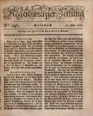 Regensburger Zeitung Mittwoch 21. Juni 1820