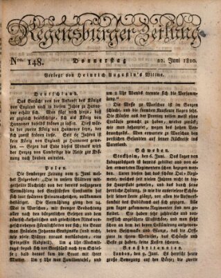 Regensburger Zeitung Donnerstag 22. Juni 1820