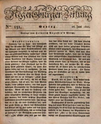 Regensburger Zeitung Montag 26. Juni 1820