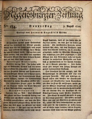 Regensburger Zeitung Donnerstag 3. August 1820