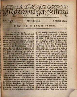 Regensburger Zeitung Montag 7. August 1820