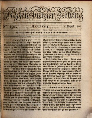 Regensburger Zeitung Freitag 11. August 1820