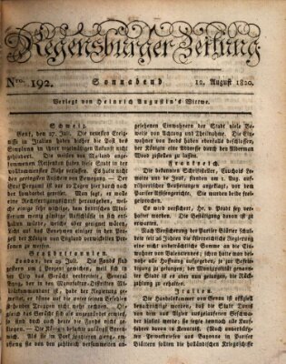 Regensburger Zeitung Samstag 12. August 1820