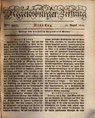 Regensburger Zeitung Dienstag 22. August 1820