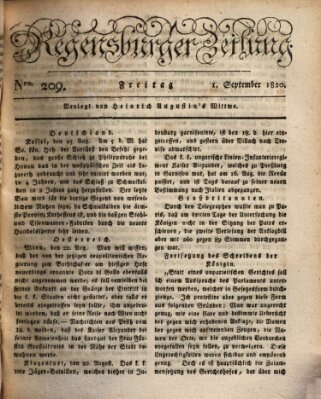 Regensburger Zeitung Freitag 1. September 1820