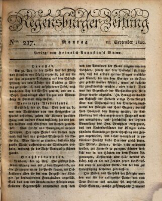 Regensburger Zeitung Montag 11. September 1820