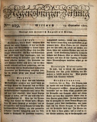 Regensburger Zeitung Mittwoch 13. September 1820