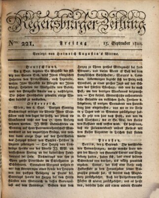 Regensburger Zeitung Freitag 15. September 1820