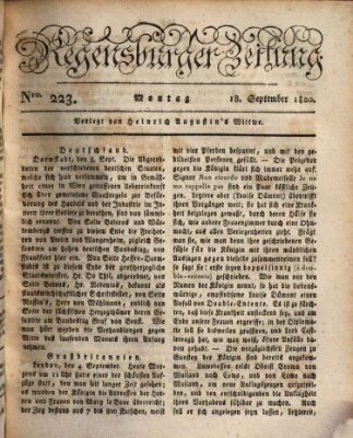 Regensburger Zeitung Montag 18. September 1820