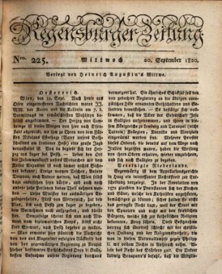 Regensburger Zeitung Mittwoch 20. September 1820