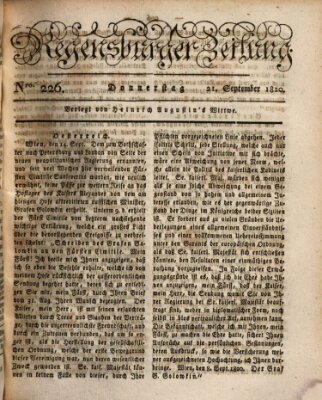 Regensburger Zeitung Donnerstag 21. September 1820