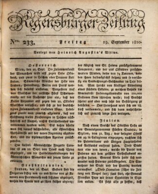 Regensburger Zeitung Freitag 29. September 1820