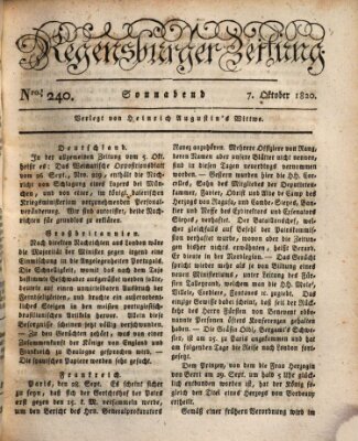 Regensburger Zeitung Samstag 7. Oktober 1820