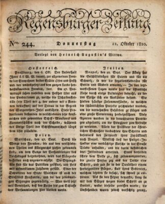 Regensburger Zeitung Donnerstag 12. Oktober 1820