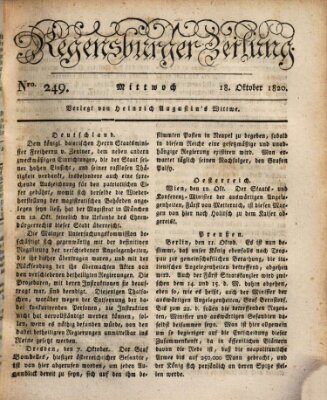 Regensburger Zeitung Mittwoch 18. Oktober 1820