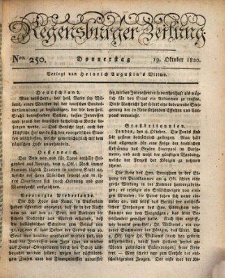 Regensburger Zeitung Donnerstag 19. Oktober 1820