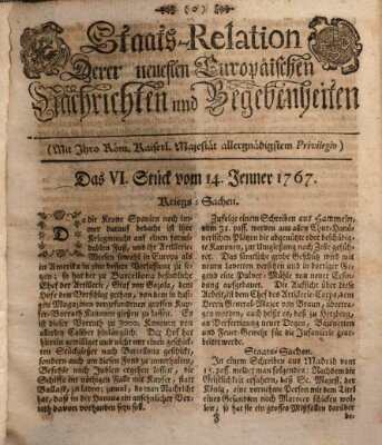 Staats-Relation der neuesten europäischen Nachrichten und Begebenheiten Mittwoch 14. Januar 1767