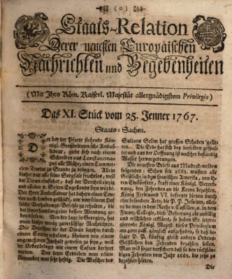 Staats-Relation der neuesten europäischen Nachrichten und Begebenheiten Sonntag 25. Januar 1767