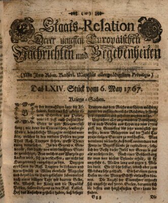 Staats-Relation der neuesten europäischen Nachrichten und Begebenheiten Mittwoch 6. Mai 1767