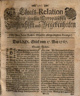 Staats-Relation der neuesten europäischen Nachrichten und Begebenheiten Sonntag 17. Mai 1767