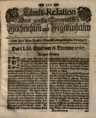 Staats-Relation der neuesten europäischen Nachrichten und Begebenheiten Freitag 18. Dezember 1767