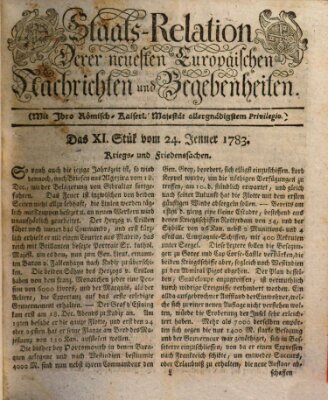 Staats-Relation der neuesten europäischen Nachrichten und Begebenheiten Freitag 24. Januar 1783