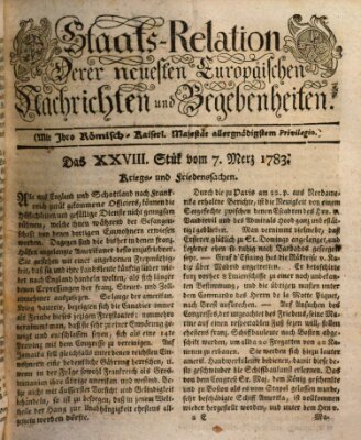 Staats-Relation der neuesten europäischen Nachrichten und Begebenheiten Freitag 7. März 1783