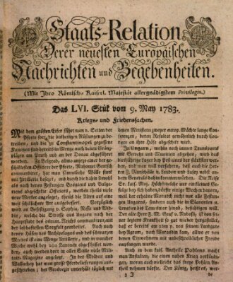 Staats-Relation der neuesten europäischen Nachrichten und Begebenheiten Freitag 9. Mai 1783