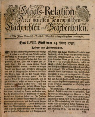 Staats-Relation der neuesten europäischen Nachrichten und Begebenheiten Mittwoch 14. Mai 1783