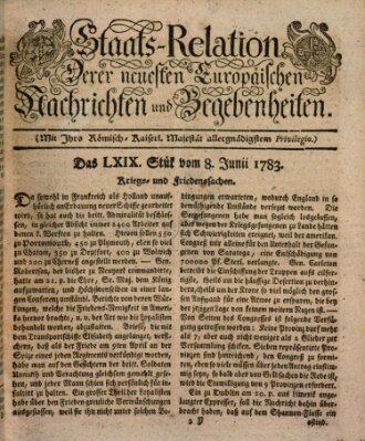 Staats-Relation der neuesten europäischen Nachrichten und Begebenheiten Sonntag 8. Juni 1783