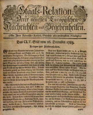 Staats-Relation der neuesten europäischen Nachrichten und Begebenheiten Freitag 26. Dezember 1783