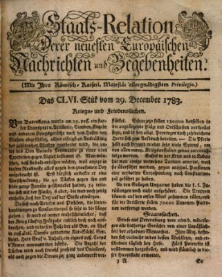 Staats-Relation der neuesten europäischen Nachrichten und Begebenheiten Montag 29. Dezember 1783