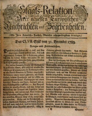 Staats-Relation der neuesten europäischen Nachrichten und Begebenheiten Mittwoch 31. Dezember 1783