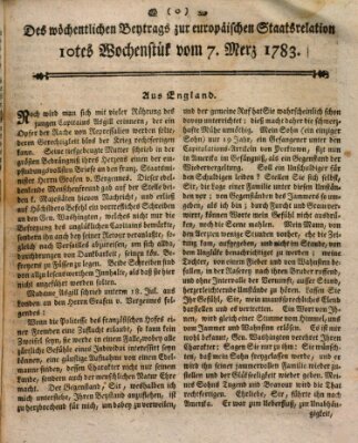 Staats-Relation der neuesten europäischen Nachrichten und Begebenheiten Freitag 7. März 1783